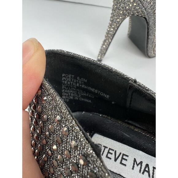 EUC Steve Madden Poet Pewter RHINESTONE Studded Heels Size 6.5 w Box - Picture 5 of 11